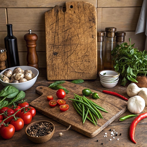 Kuchenny blat z narzędziami